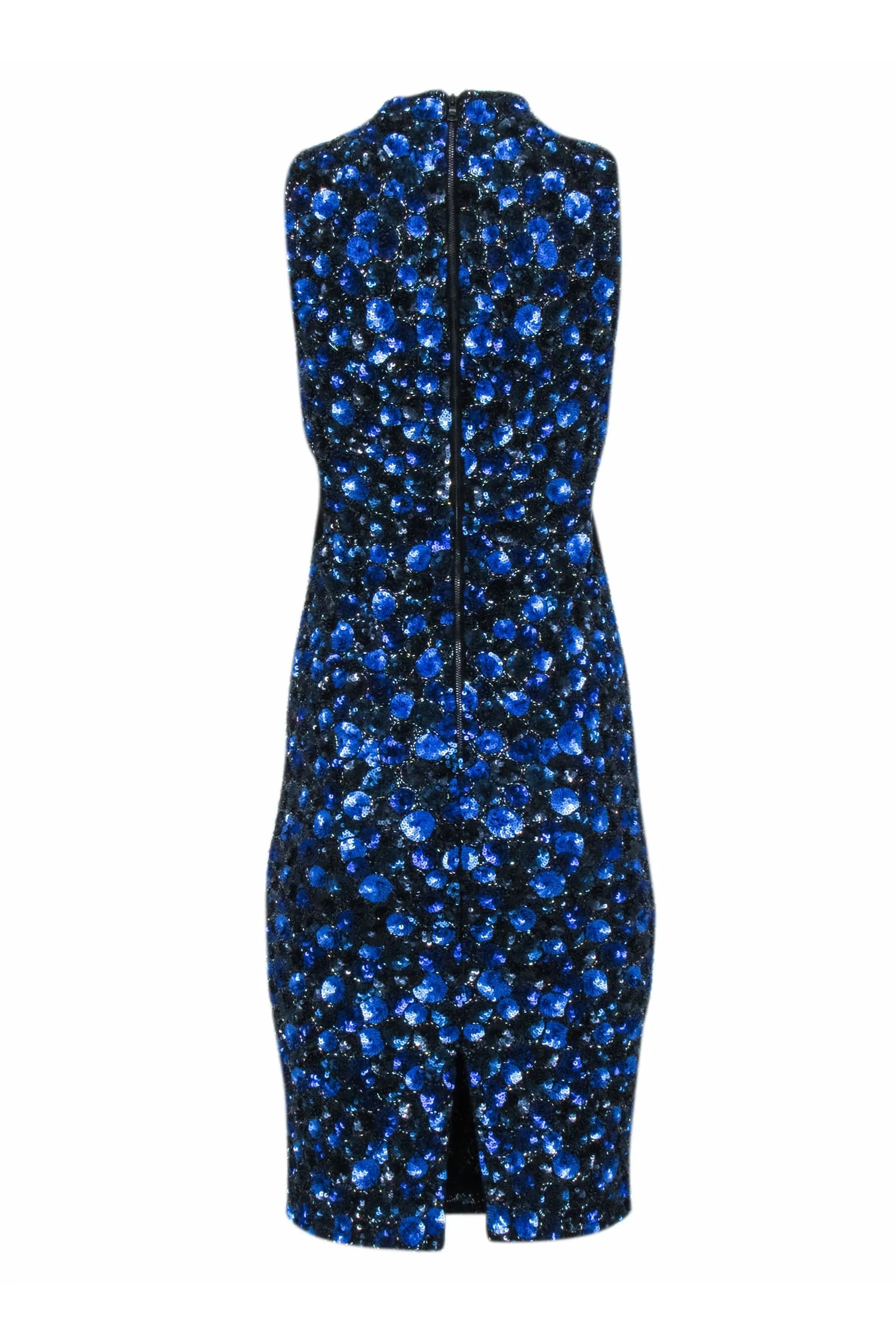Alice & Olivia - Blue & Black Beaded "Ivana" Midi Sheath Dress Sz 6
