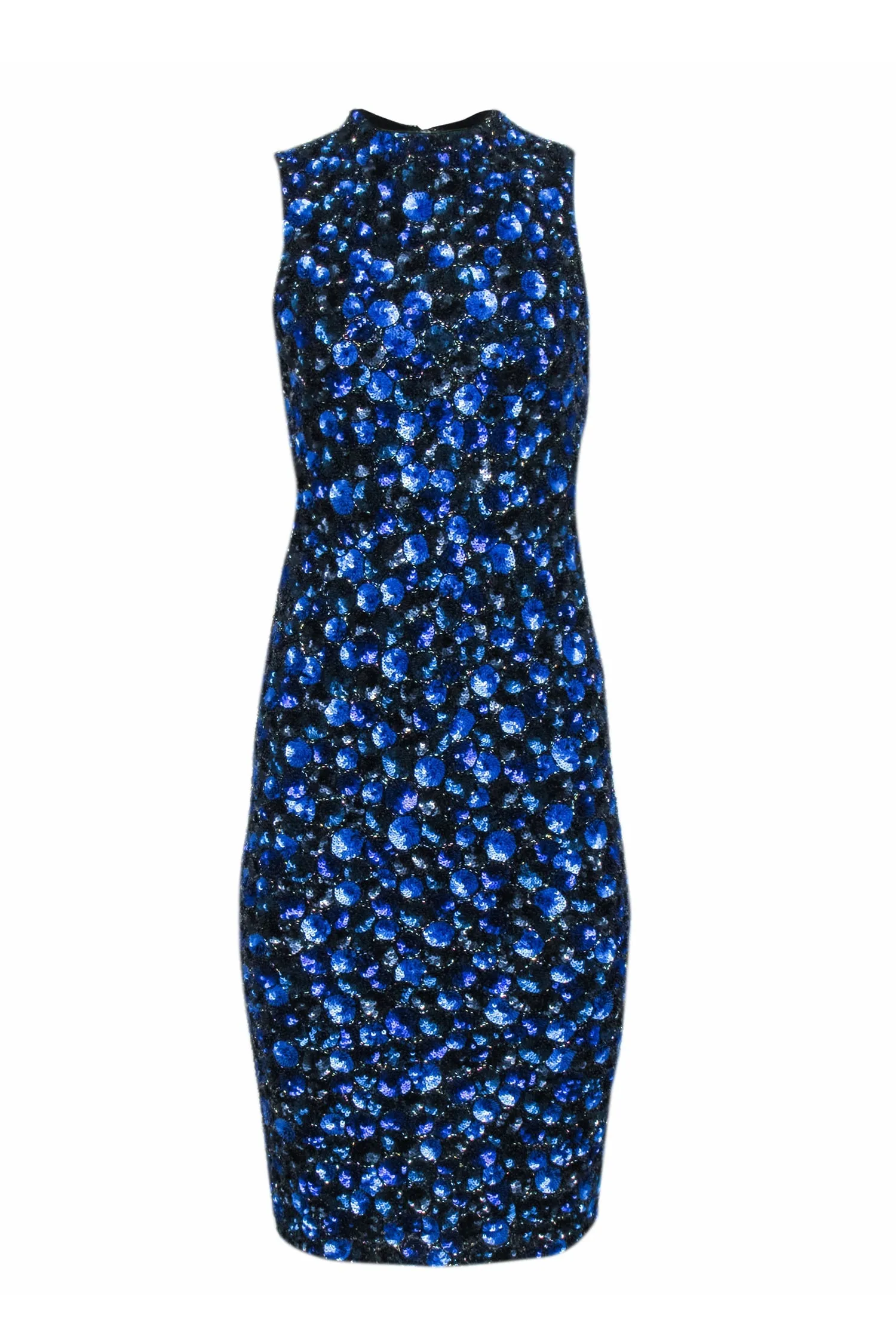 Alice & Olivia - Blue & Black Beaded "Ivana" Midi Sheath Dress Sz 6