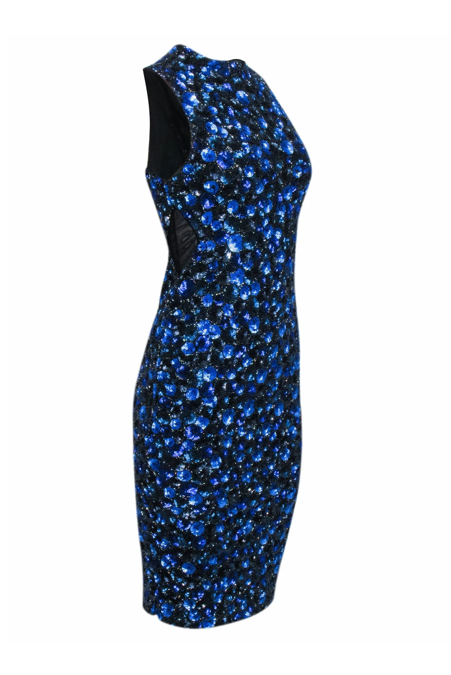 Alice & Olivia - Blue & Black Beaded "Ivana" Midi Sheath Dress Sz 6