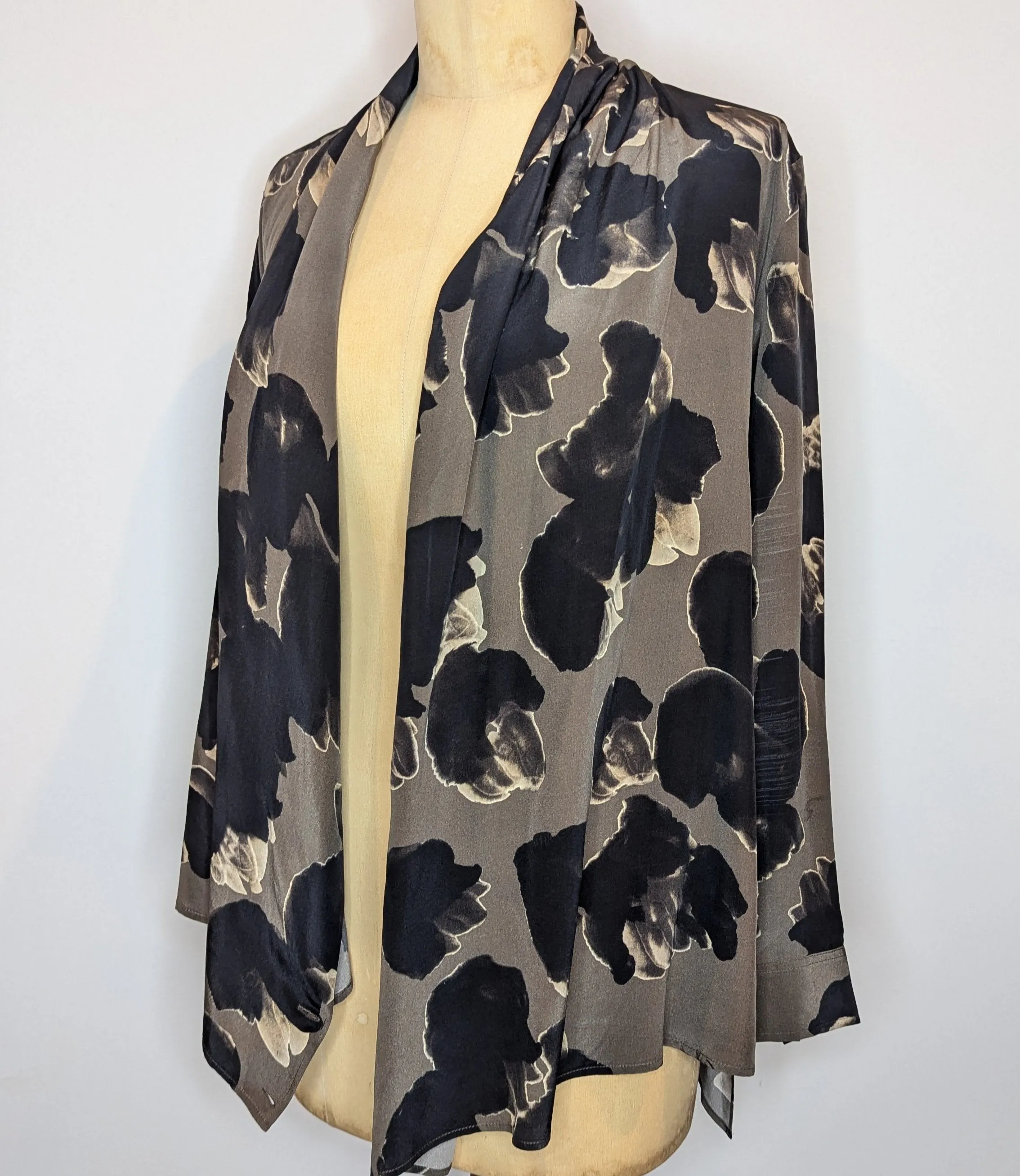 AllSaints Crossover Wrap Front Silk Pattern Blouse Top