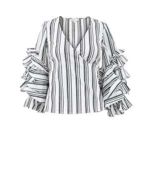 Athena Striped Wrap Blouse