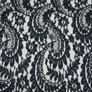 Black Chantilly French Alencon Floral Lace