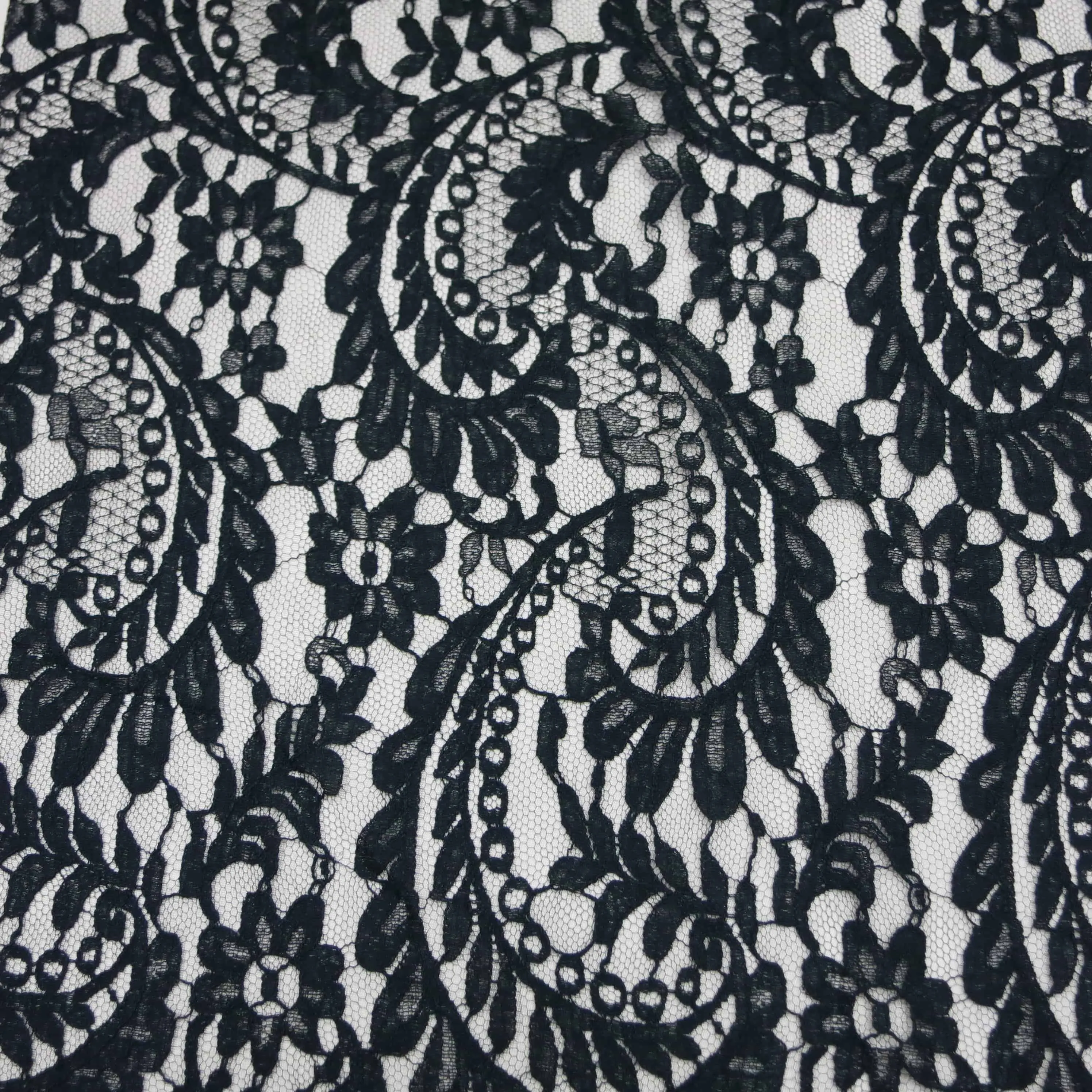 Black Chantilly French Alencon Floral Lace