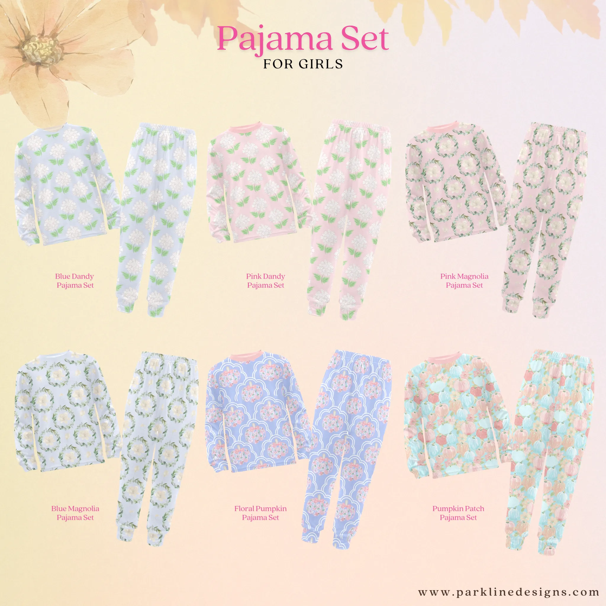 Blue Magnolia | Pajama Set for Girls  | Elegant & Comfortable Sleepwear for Kids