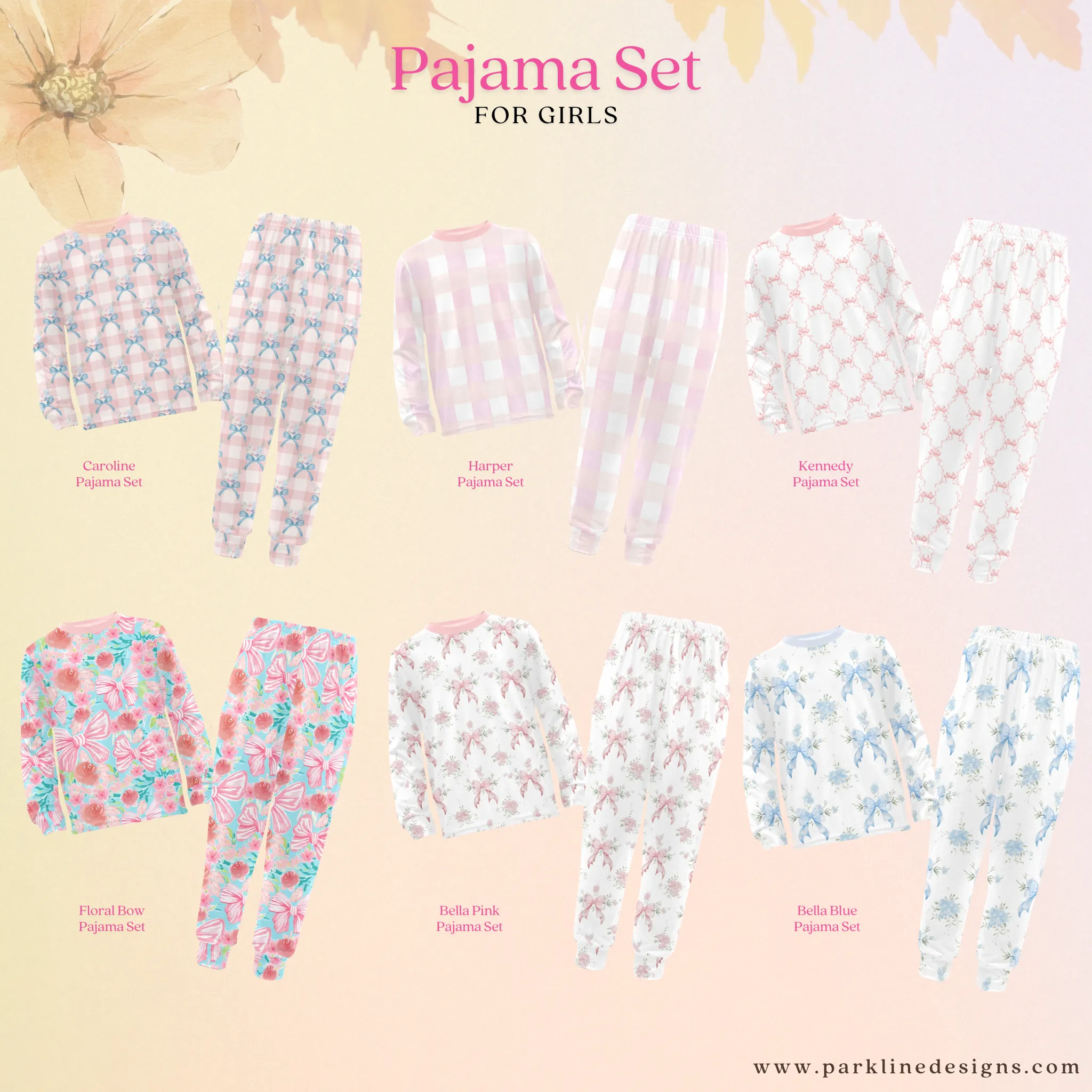 Blue Magnolia | Pajama Set for Girls  | Elegant & Comfortable Sleepwear for Kids