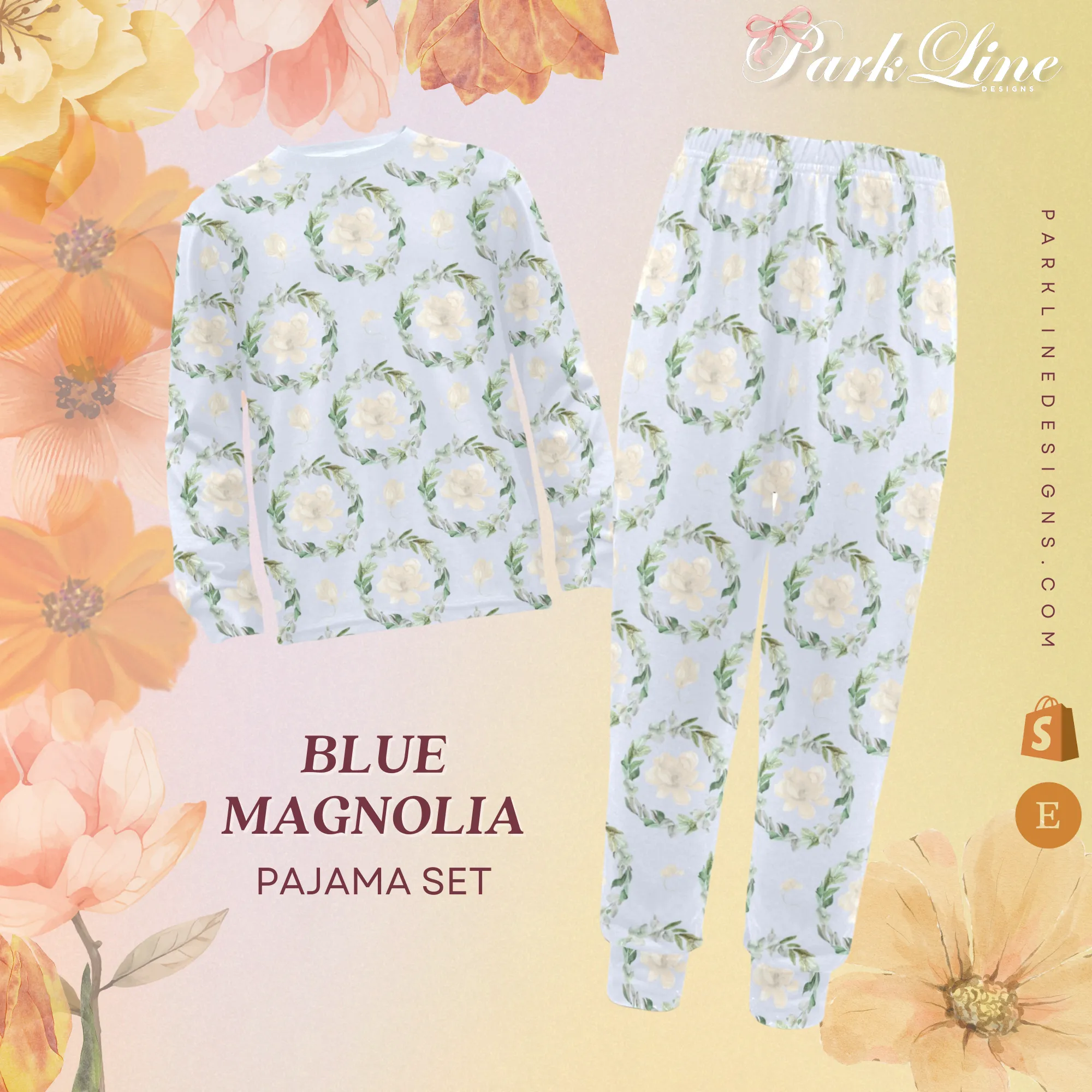 Blue Magnolia | Pajama Set for Girls  | Elegant & Comfortable Sleepwear for Kids