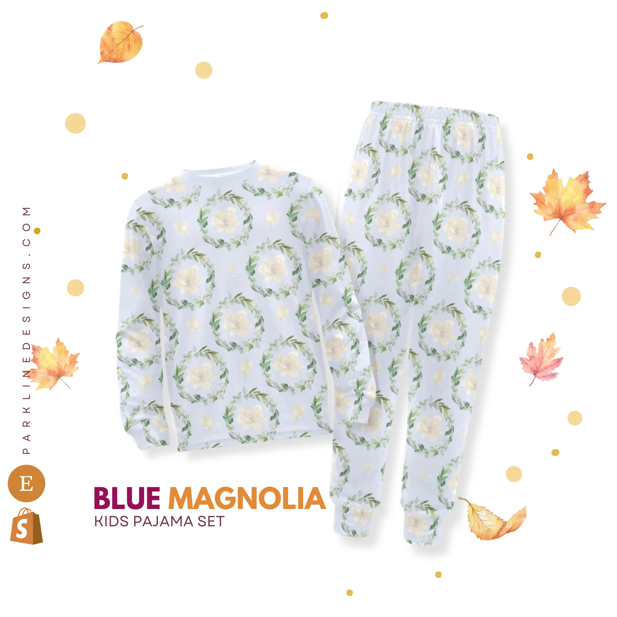 Blue Magnolia | Pajama Set for Girls  | Elegant & Comfortable Sleepwear for Kids