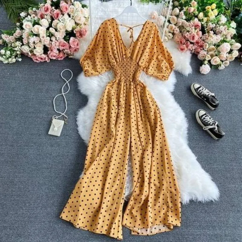 Bohemian Romper - Polka Dot Wide Leg