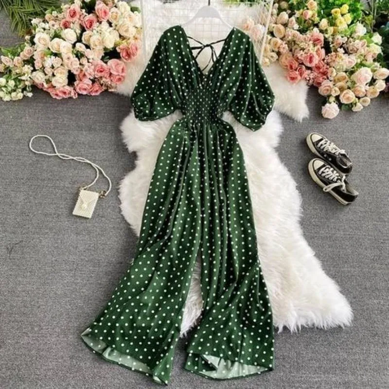Bohemian Romper - Polka Dot Wide Leg