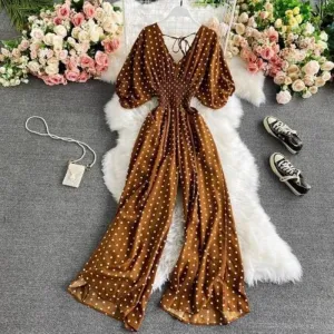 Bohemian Romper - Polka Dot Wide Leg