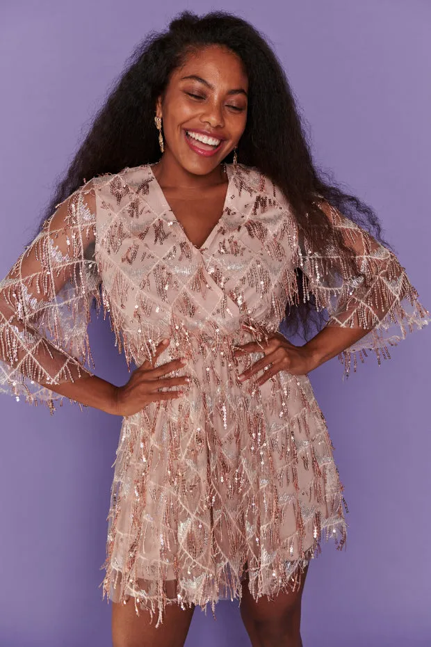 Delilah Rose Gold Sequins Party Dress