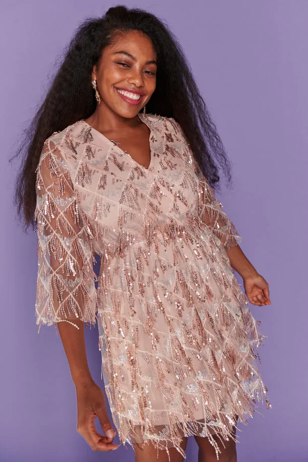 Delilah Rose Gold Sequins Party Dress