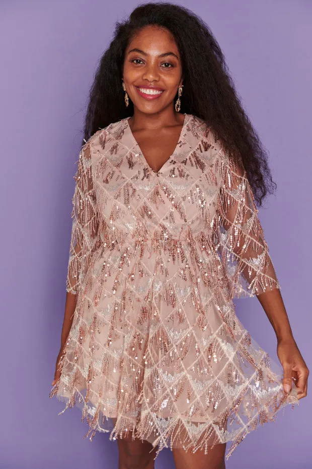 Delilah Rose Gold Sequins Party Dress