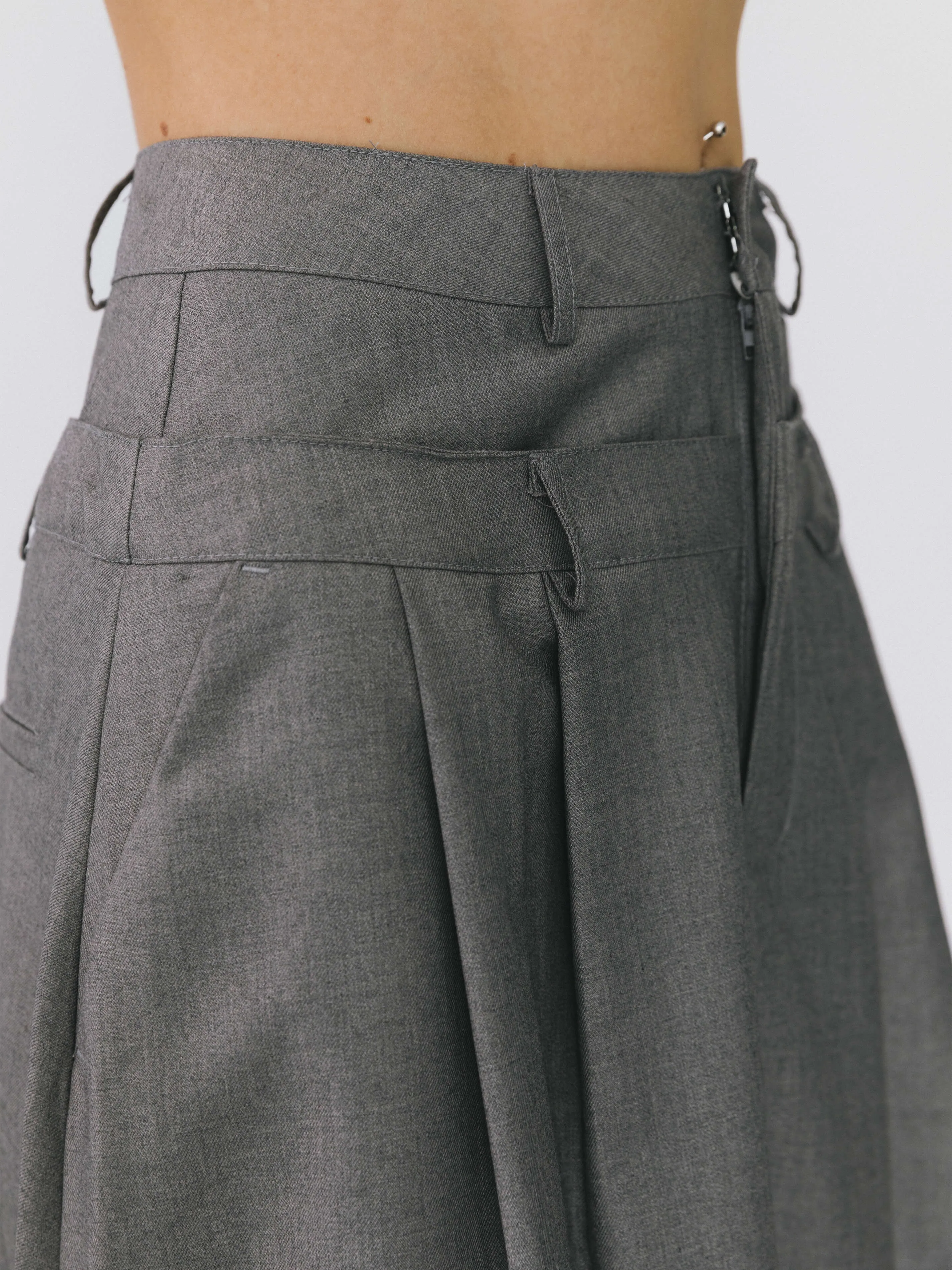 Double Waist Drawstring Skirt