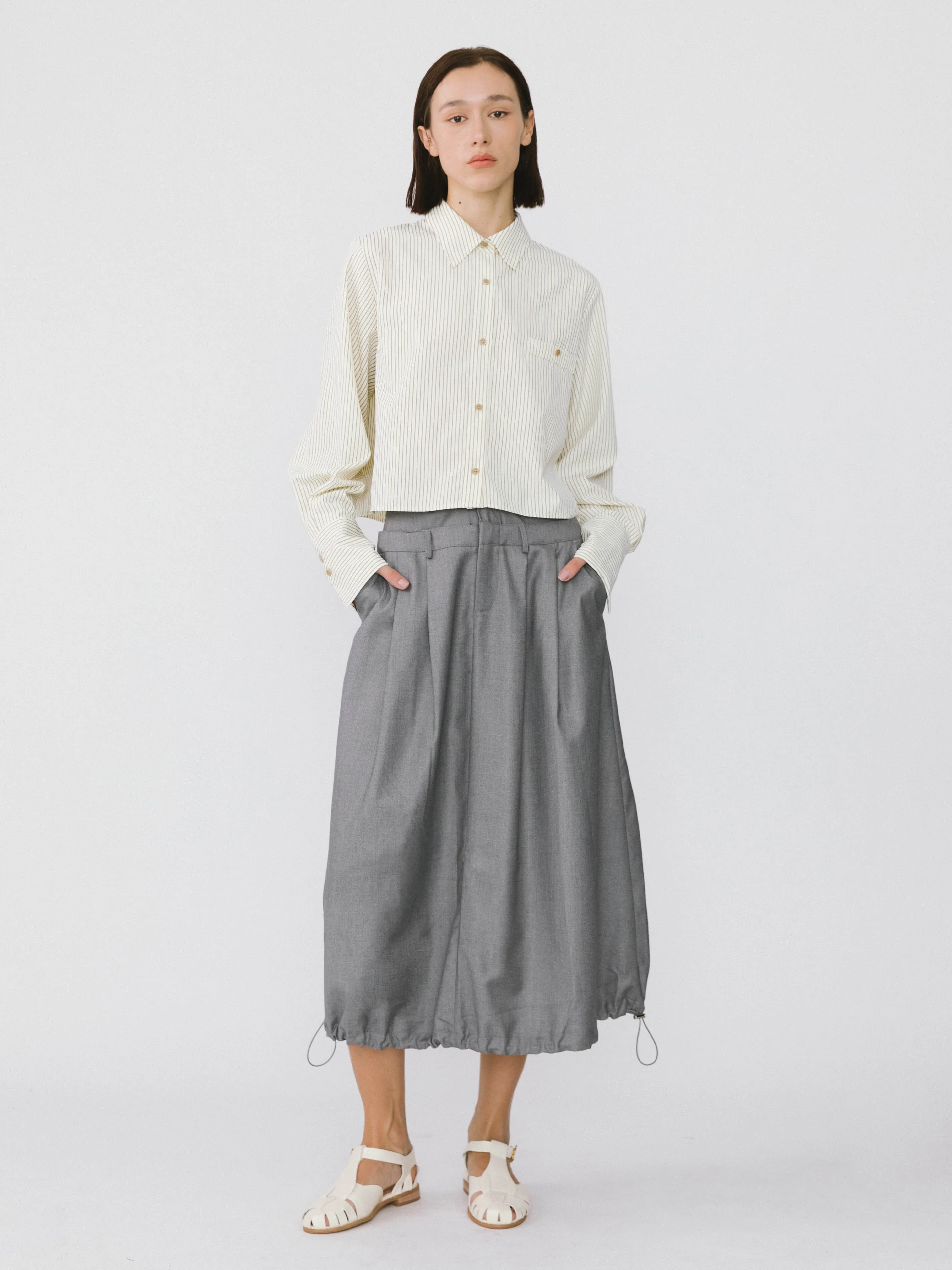 Double Waist Drawstring Skirt