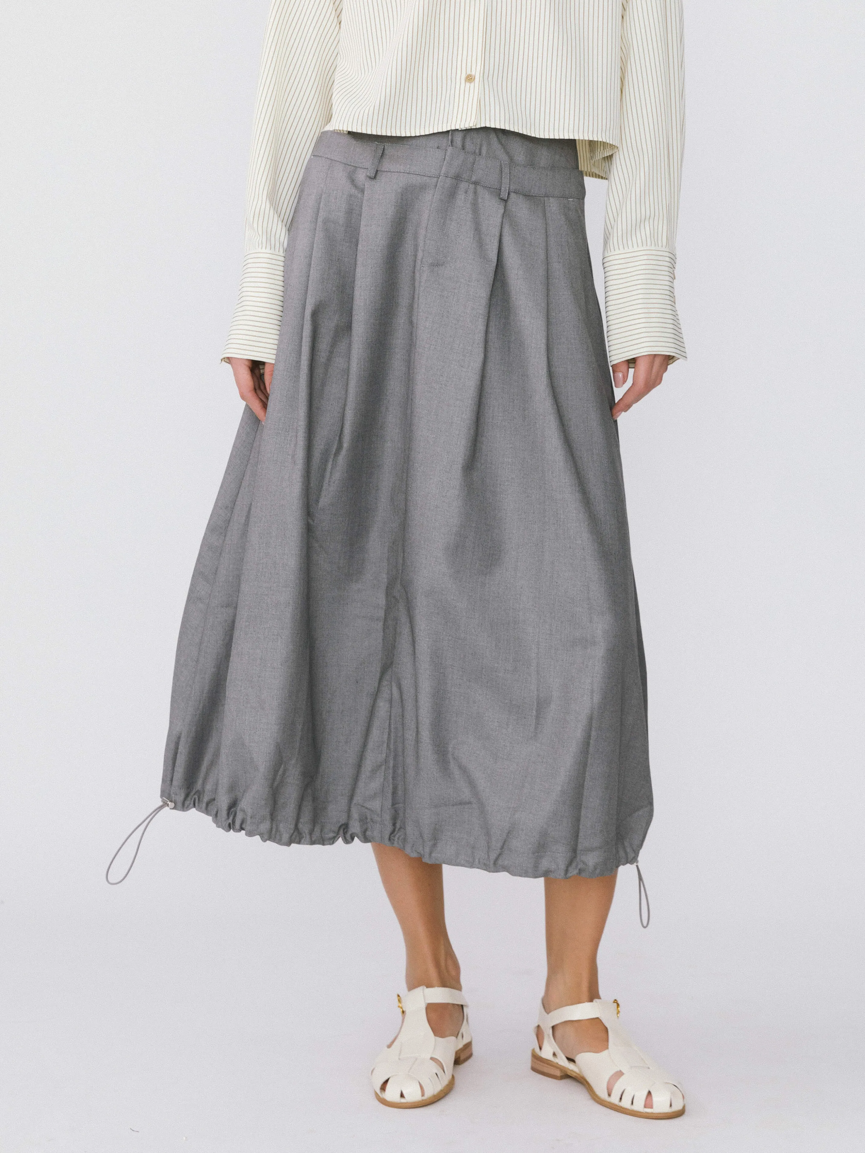 Double Waist Drawstring Skirt