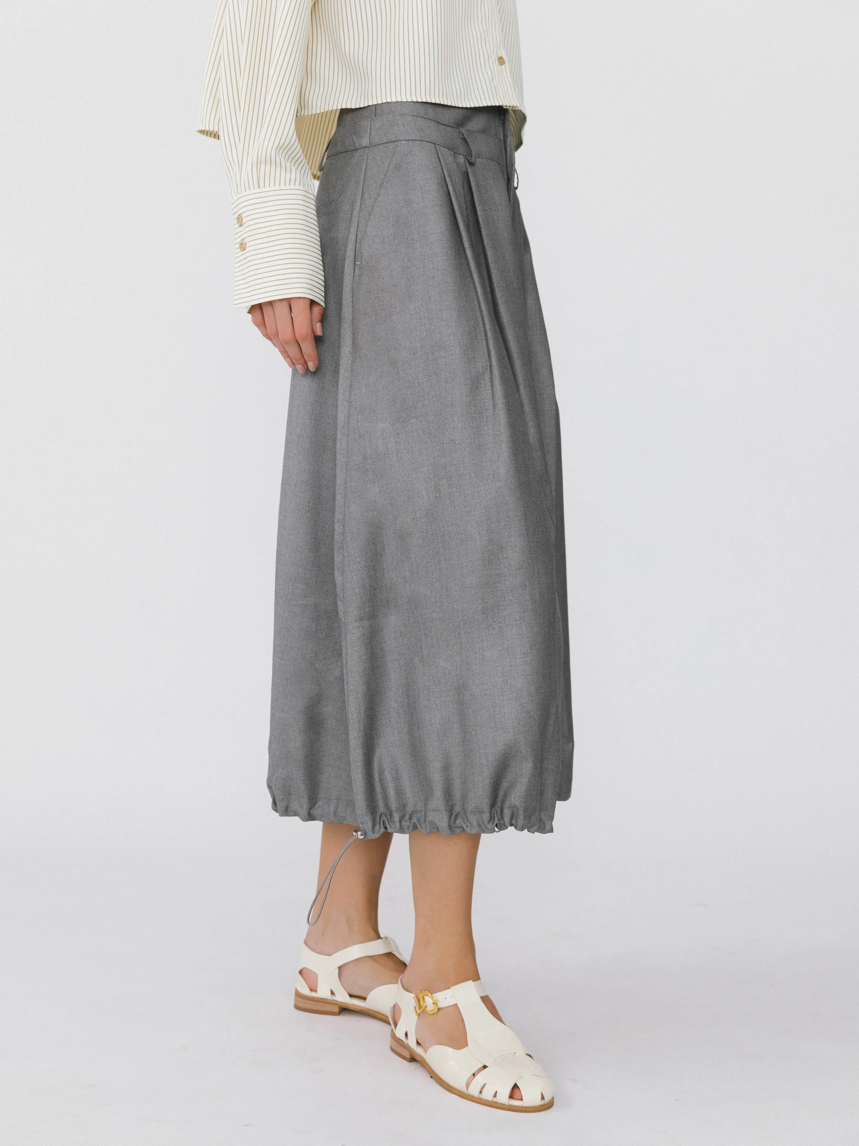 Double Waist Drawstring Skirt