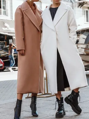 Fashion Casual Lapel Long Woolen Ladies Coat