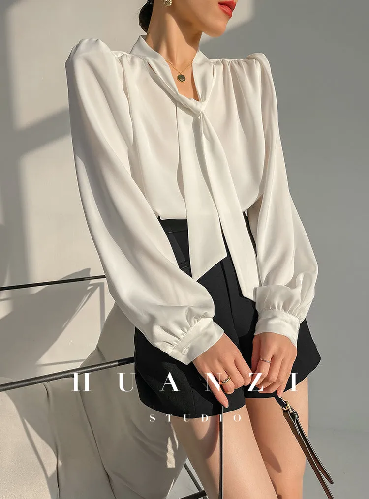 High end new casual black high waist A-line shorts -wonio