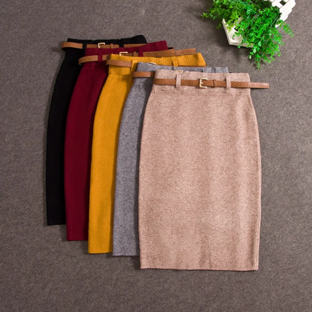 High Waist Knee-length Skirt