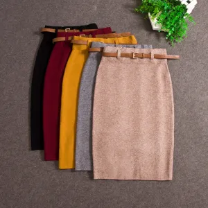 High Waist Knee-length Skirt