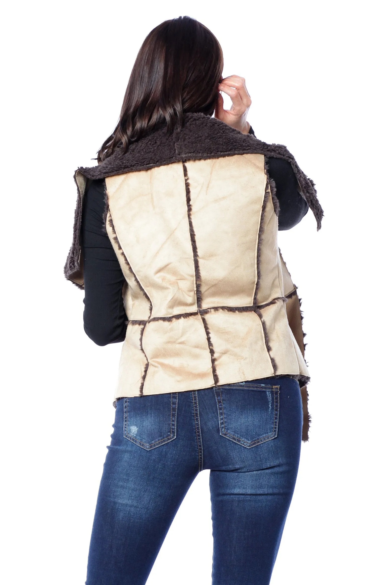 Hollywood Star Fashion Faux Fur Suede Vest Coat