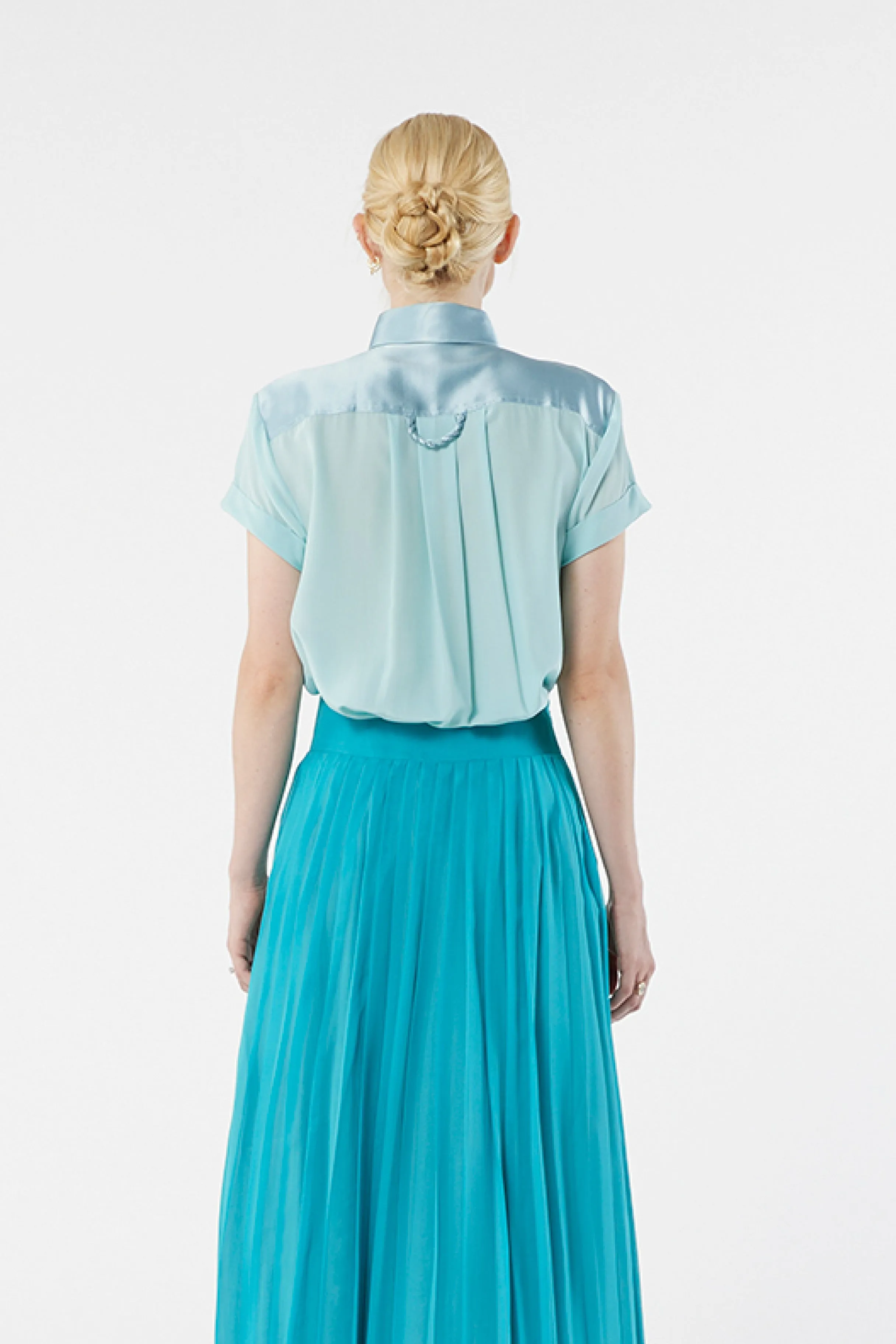 LOCKY mist blue - silk shirt