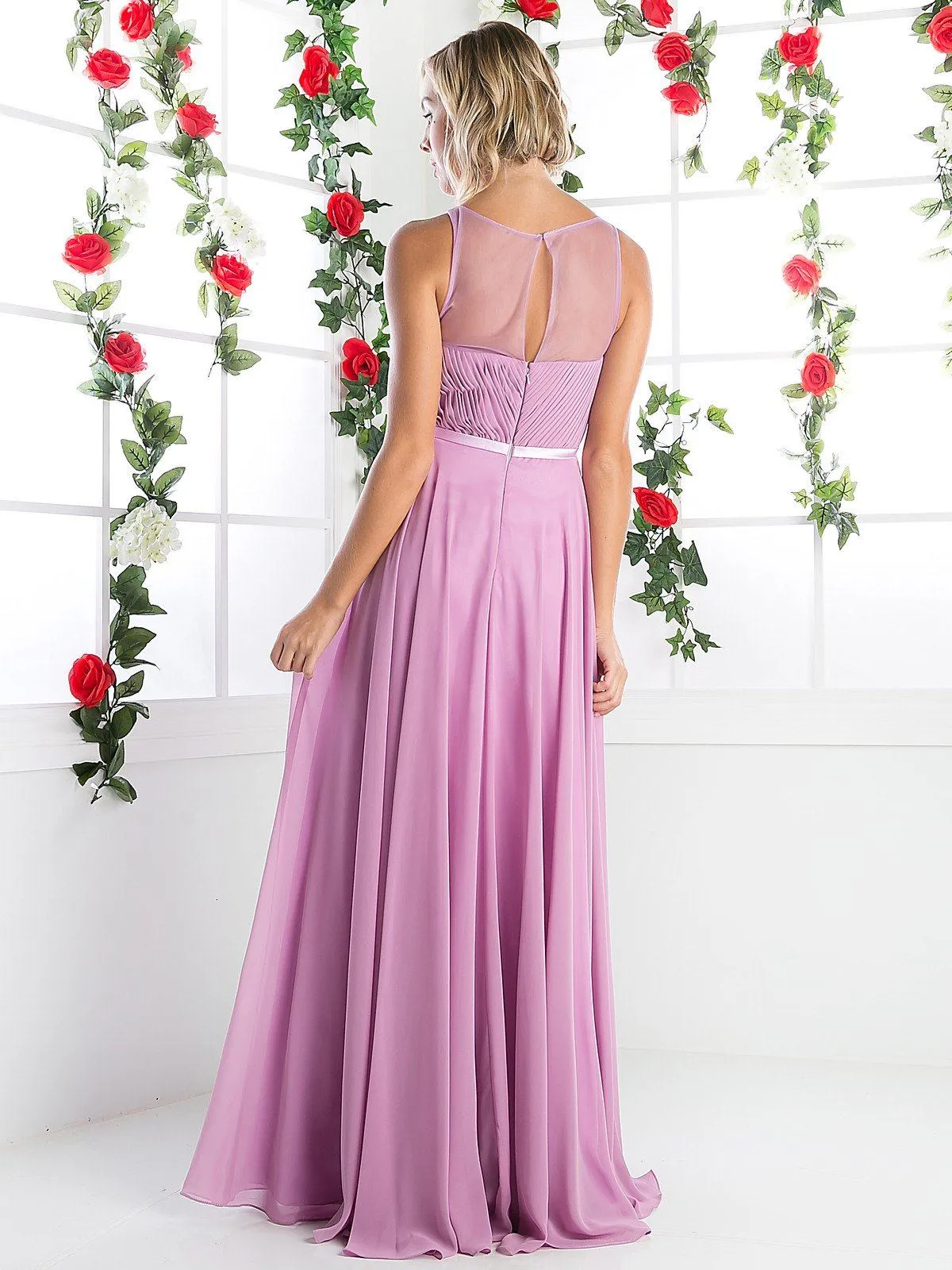 Long Illusion Sweetheart Dress by Cinderella Divine 7458