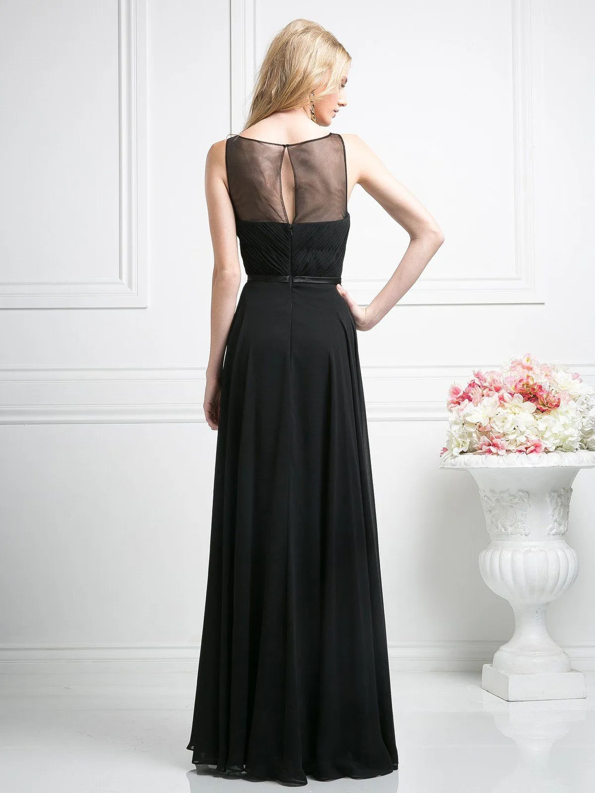 Long Illusion Sweetheart Dress by Cinderella Divine 7458