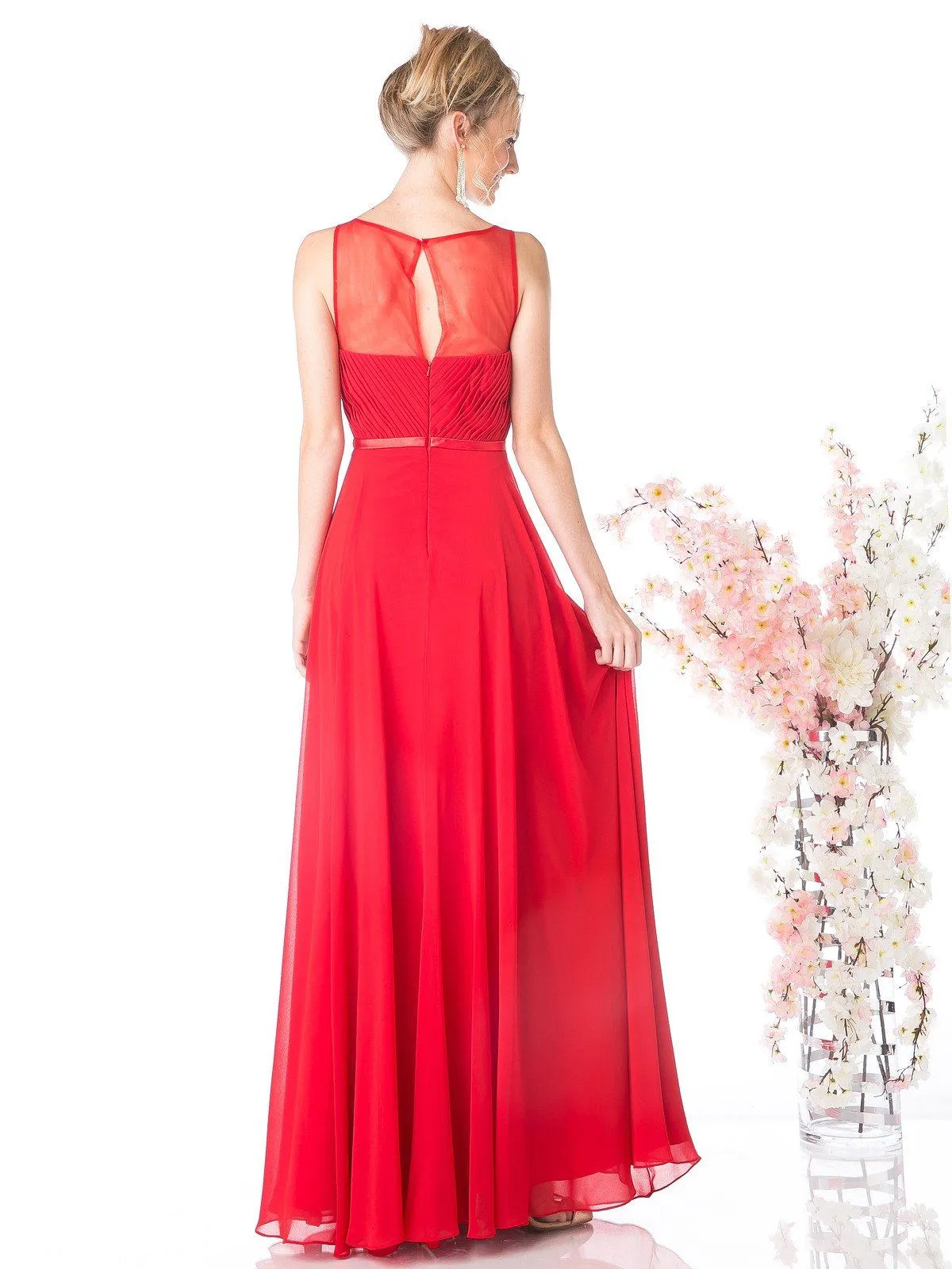 Long Illusion Sweetheart Dress by Cinderella Divine 7458