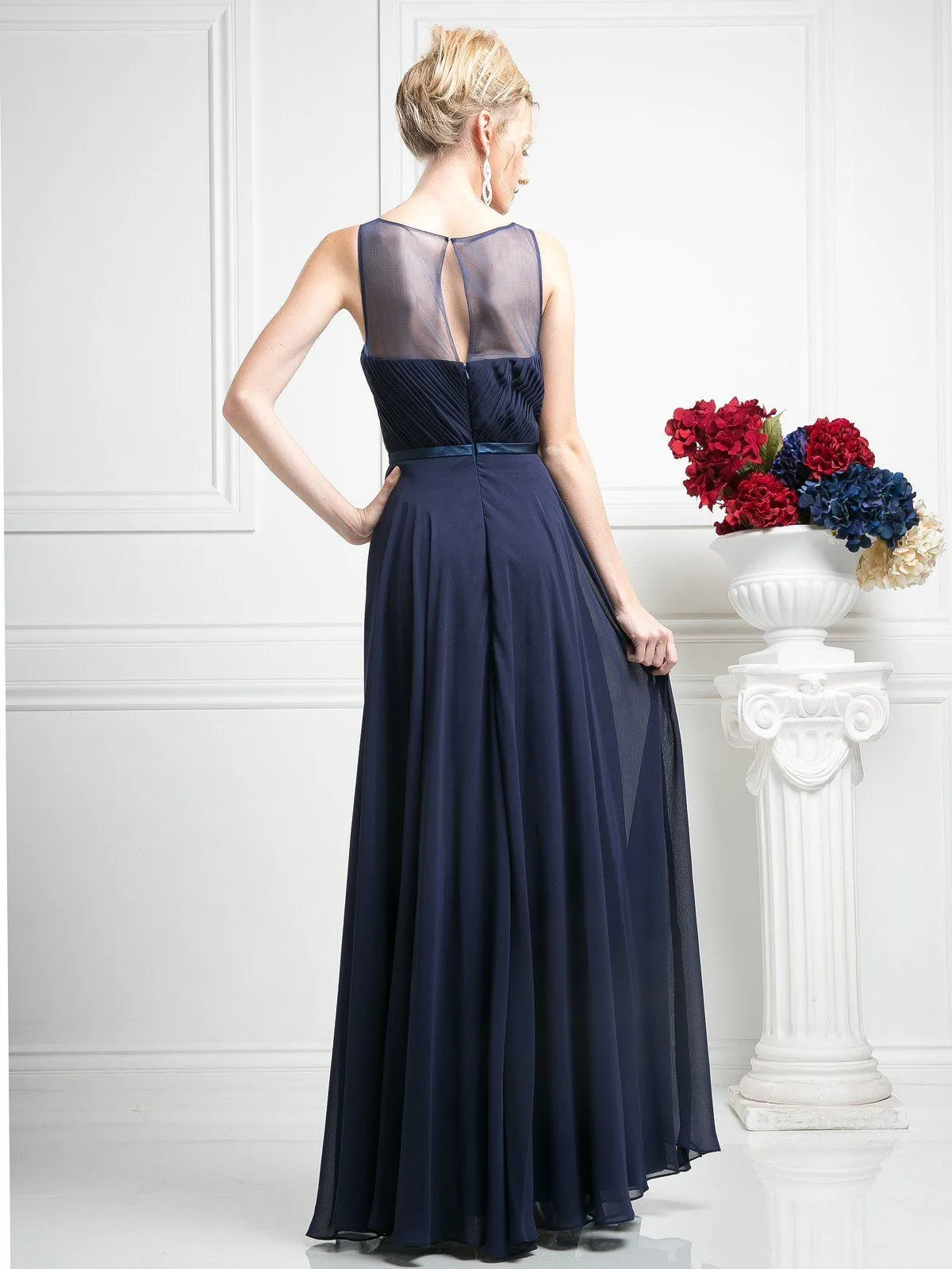 Long Illusion Sweetheart Dress by Cinderella Divine 7458