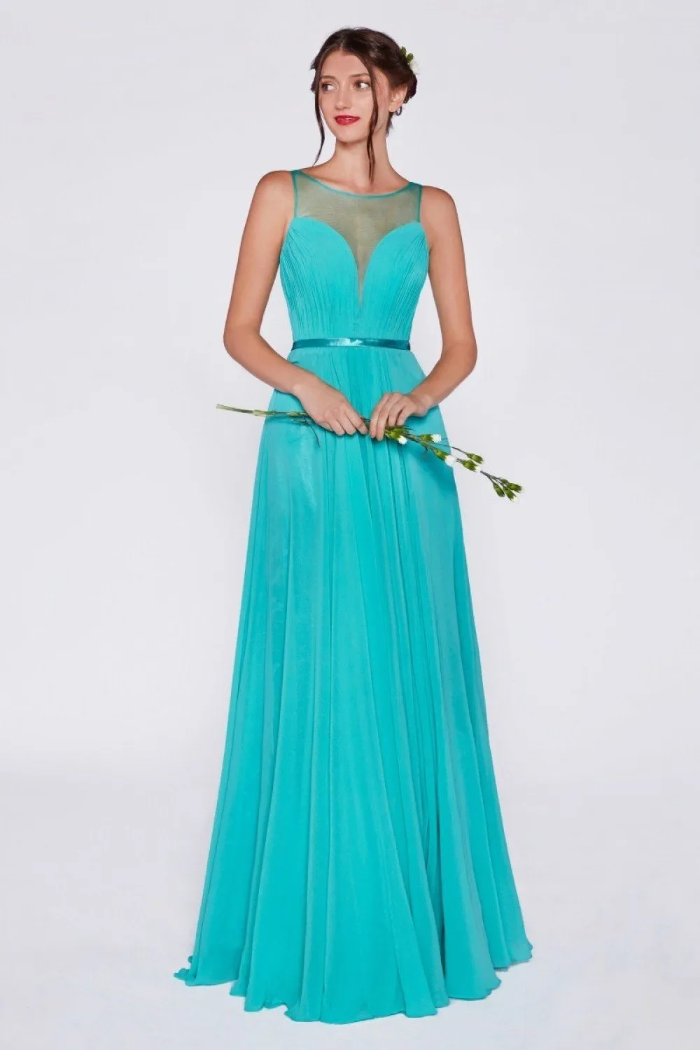 Long Illusion Sweetheart Dress by Cinderella Divine 7458