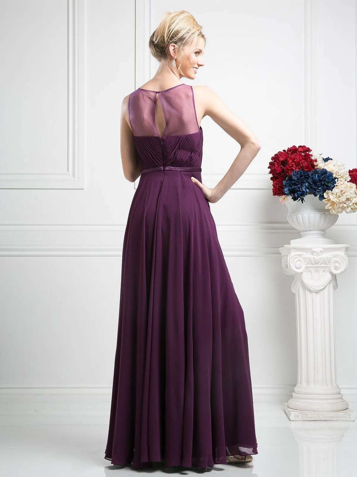 Long Illusion Sweetheart Dress by Cinderella Divine 7458