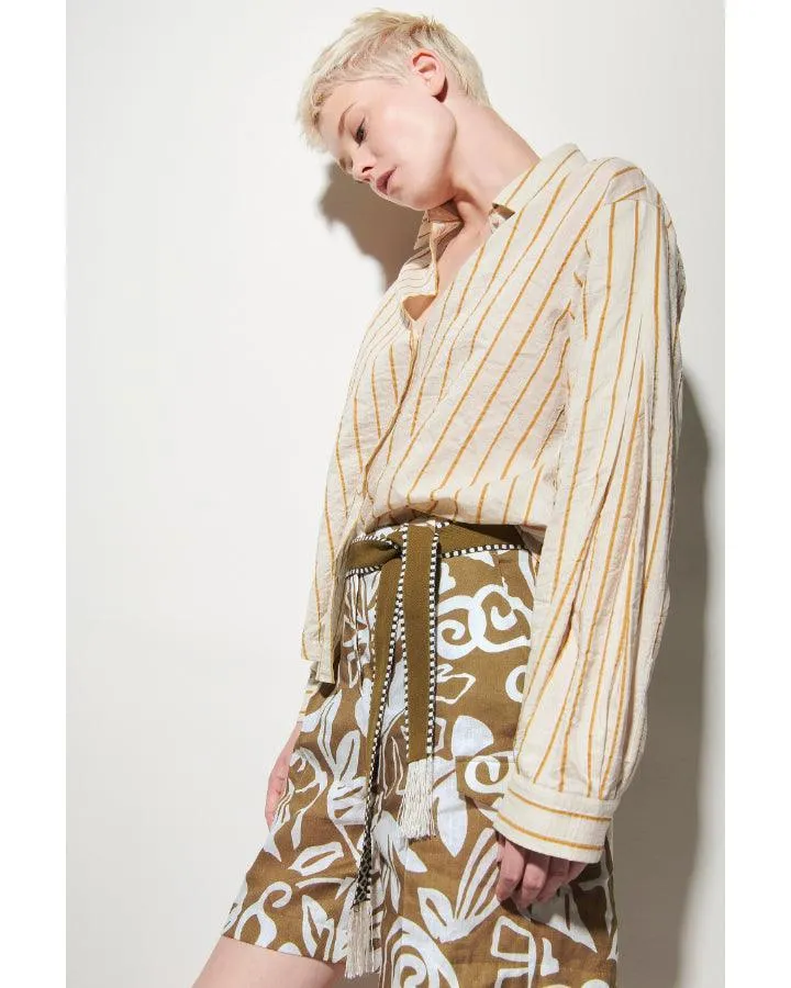 Luisa Cerano Striped Linen Blouse