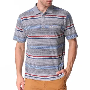 Mens Cotton Stripe Printed Turn-down Collar Short Sleeve Casual Business Polo Shirt