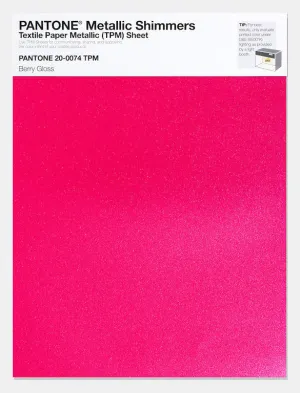 Pantone Metallic Shimmers Textile Paper Metallic Sheet 20-0074 Berry Gloss