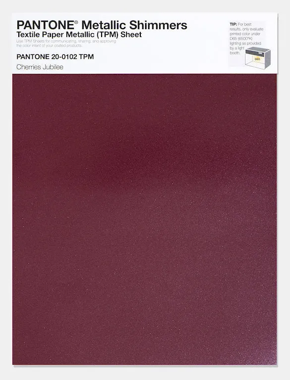 Pantone Metallic Shimmers Textile Paper Metallic Sheet 20-0102 Cherries Jubilee