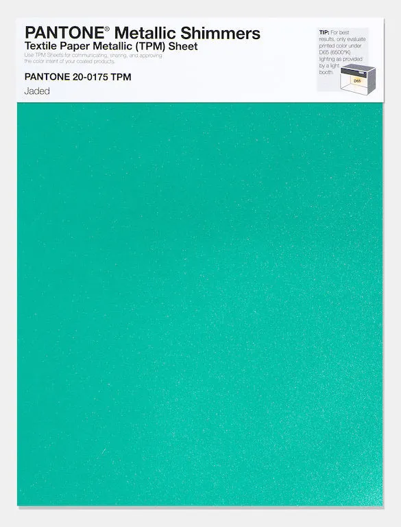 Pantone Metallic Shimmers Textile Paper Metallic Sheet 20-0175 Jaded