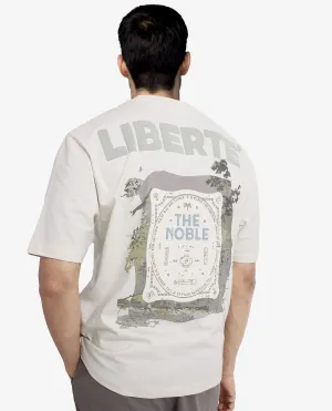 Rare Rabbit Men Nobs Off White Short Sleeve Crew Neck Oversized Fit Graphic Print T-Shirt