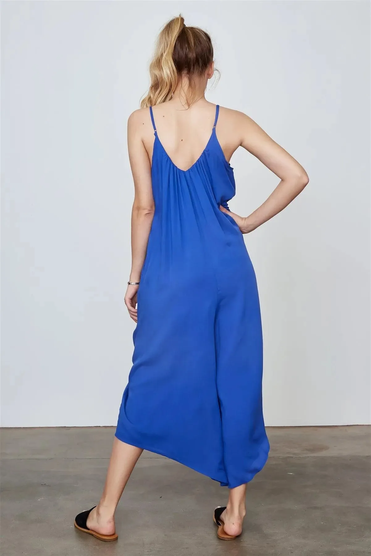 Royal Blue Bohemian V-neck Spaghetti Strap Long Jumpsuit /1-2-2