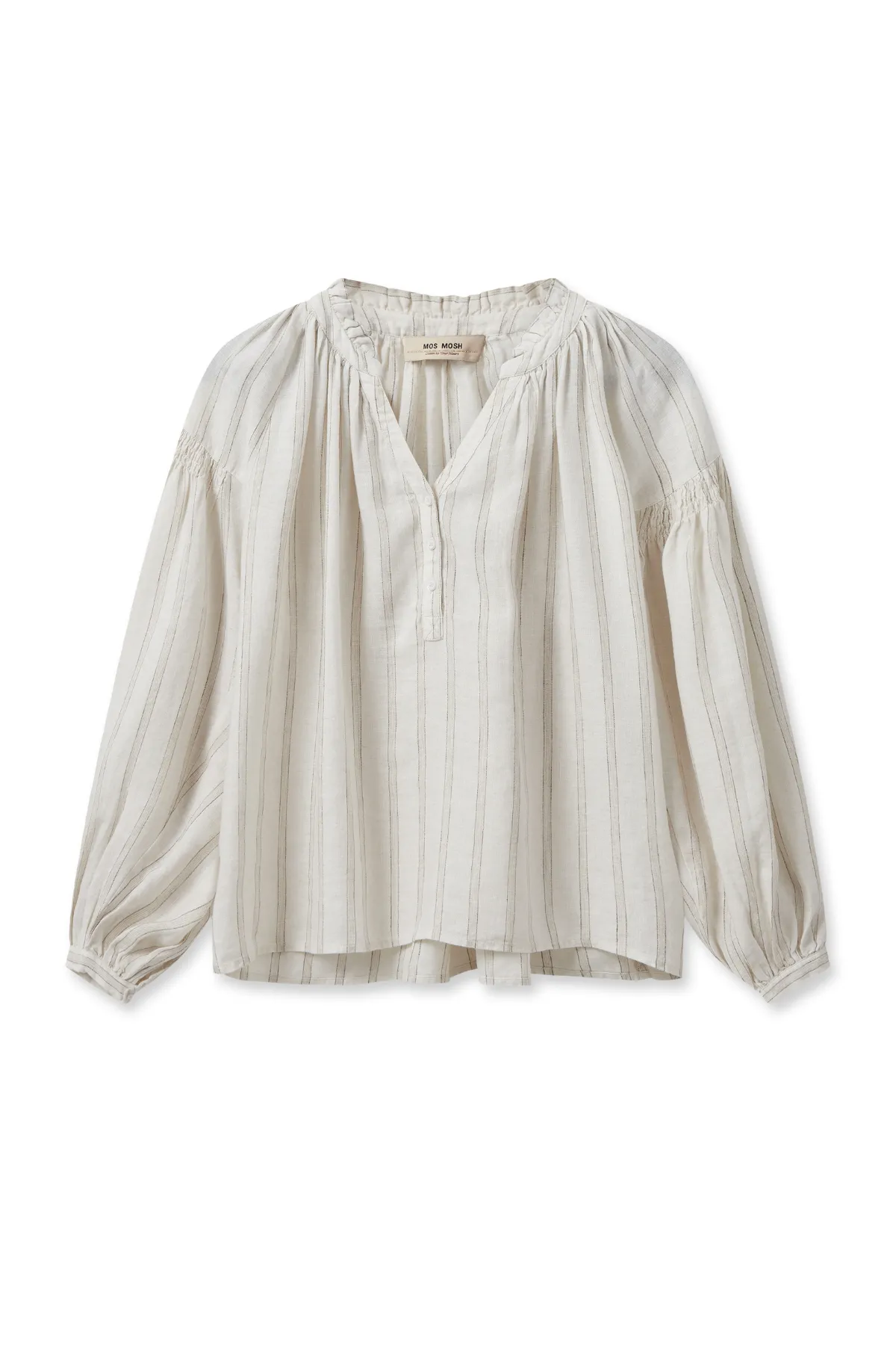 SAFI STRIPED LINEN SHIRT ECRU