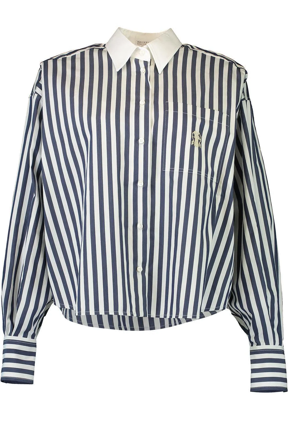 Striped Logo Shirt - White Blue