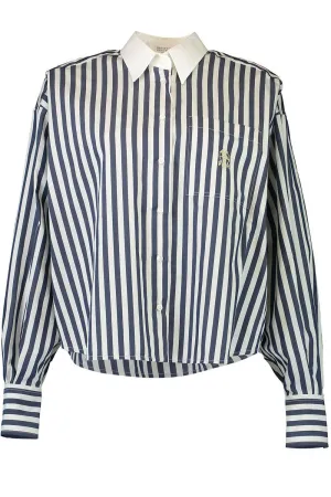 Striped Logo Shirt - White Blue