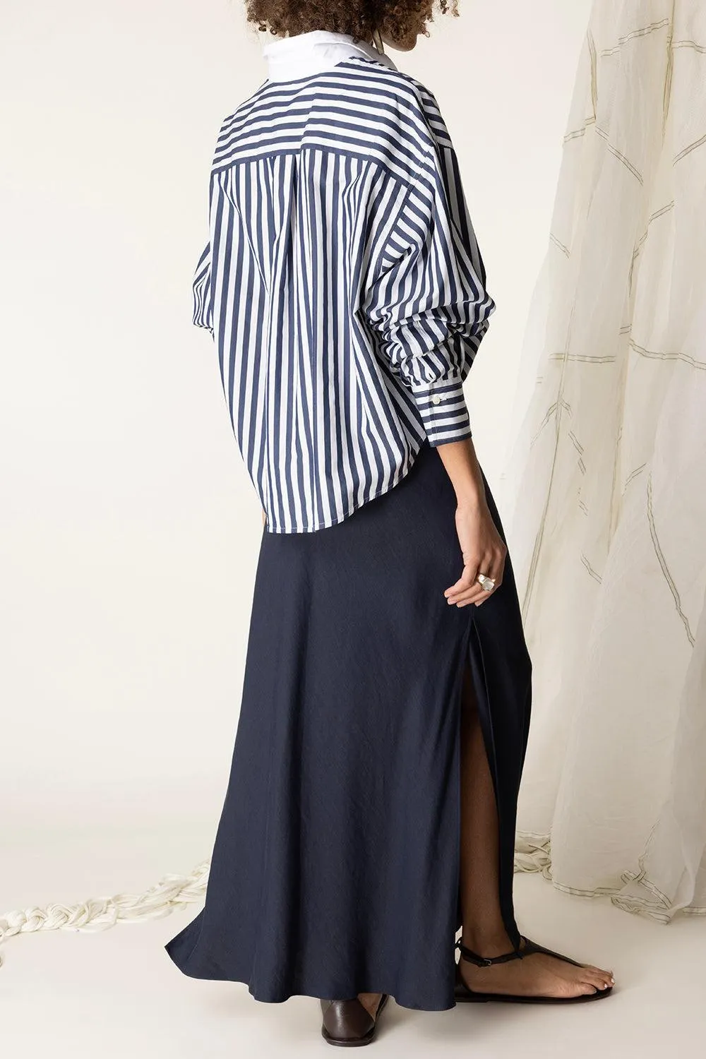 Striped Logo Shirt - White Blue