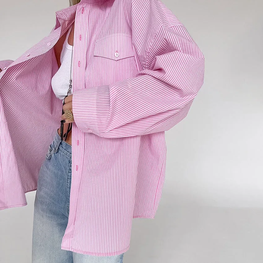 Sweet Pink Striped Cotton Shirt