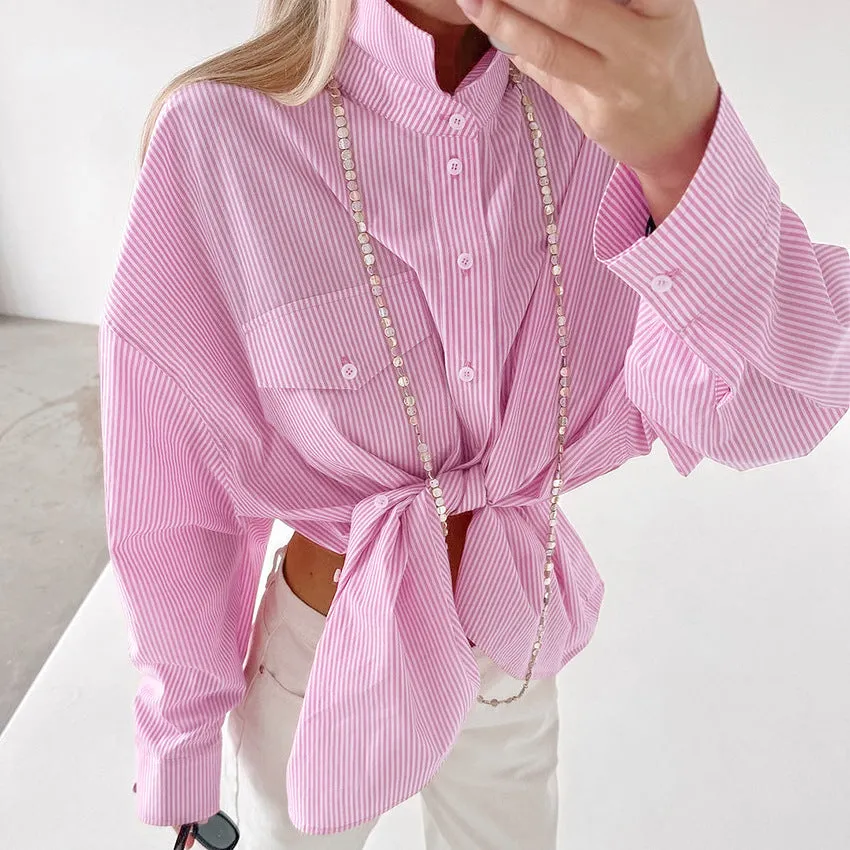 Sweet Pink Striped Cotton Shirt