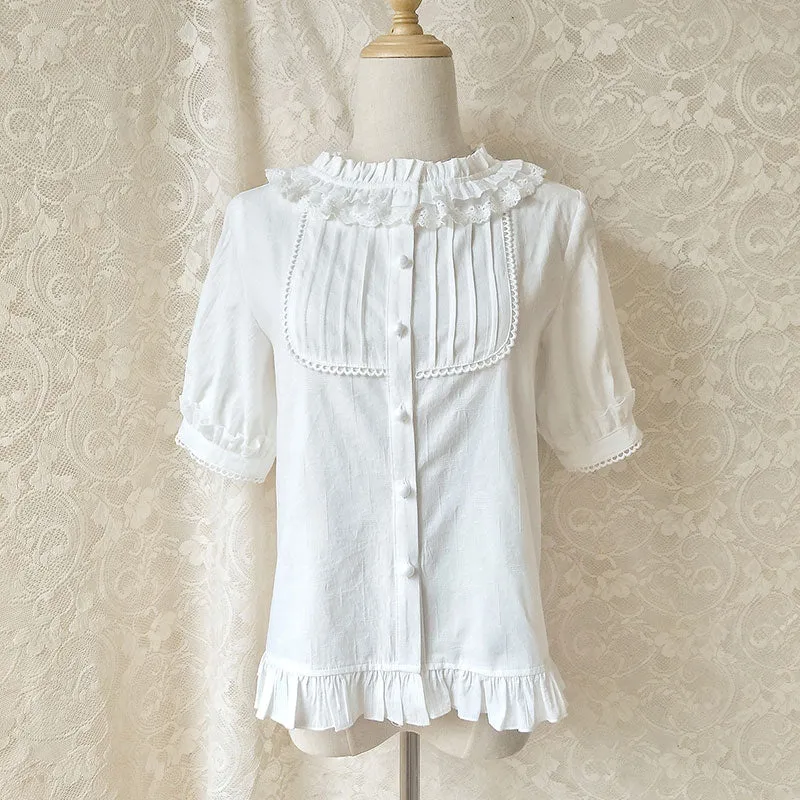 Sweet Ruffled Cotton Shirt Lolita Blouse Top