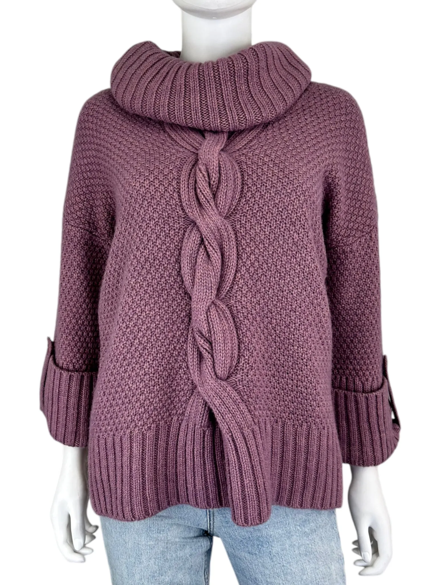 Talbots Wool Blend Chunky Knit Purple Sweater Size XS