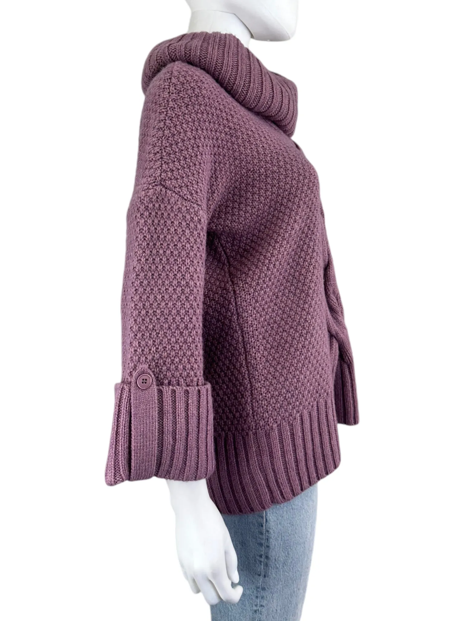 Talbots Wool Blend Chunky Knit Purple Sweater Size XS