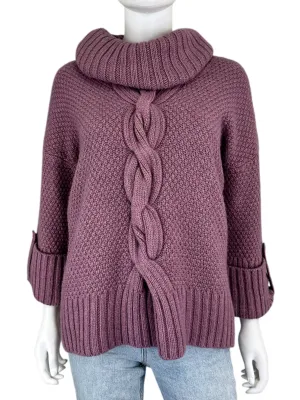 Talbots Wool Blend Chunky Knit Purple Sweater Size XS